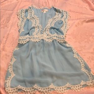Max Studio Specialty Products Pale Blue Lace Top